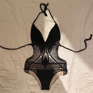 BCBG MAX Crochet One Piece Bathing Suit